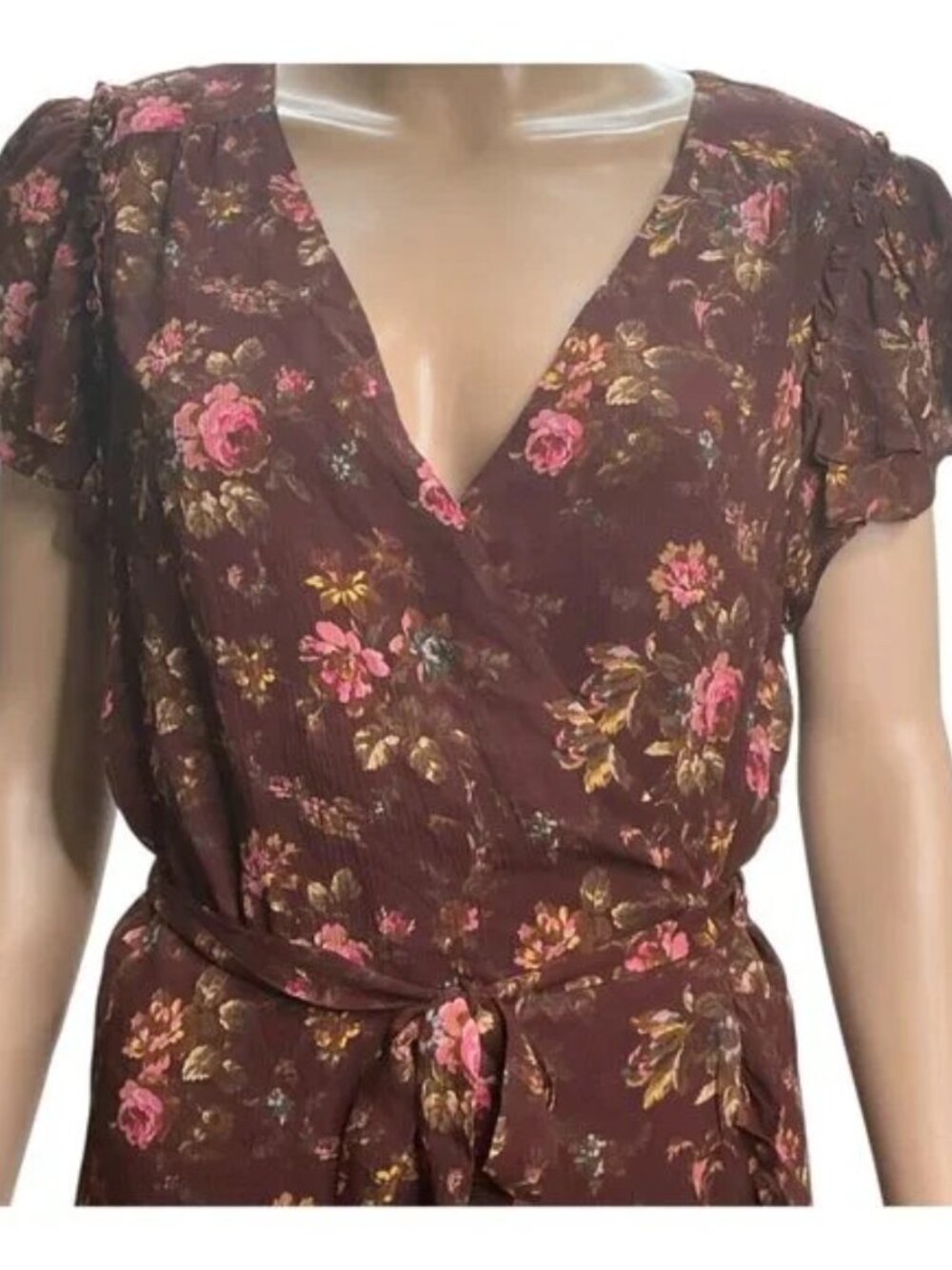 NWT Paige Neroli Rosewood Boho Chic Floral Print 100% Silk Wrap Dress Size M - Picture 6 of 13